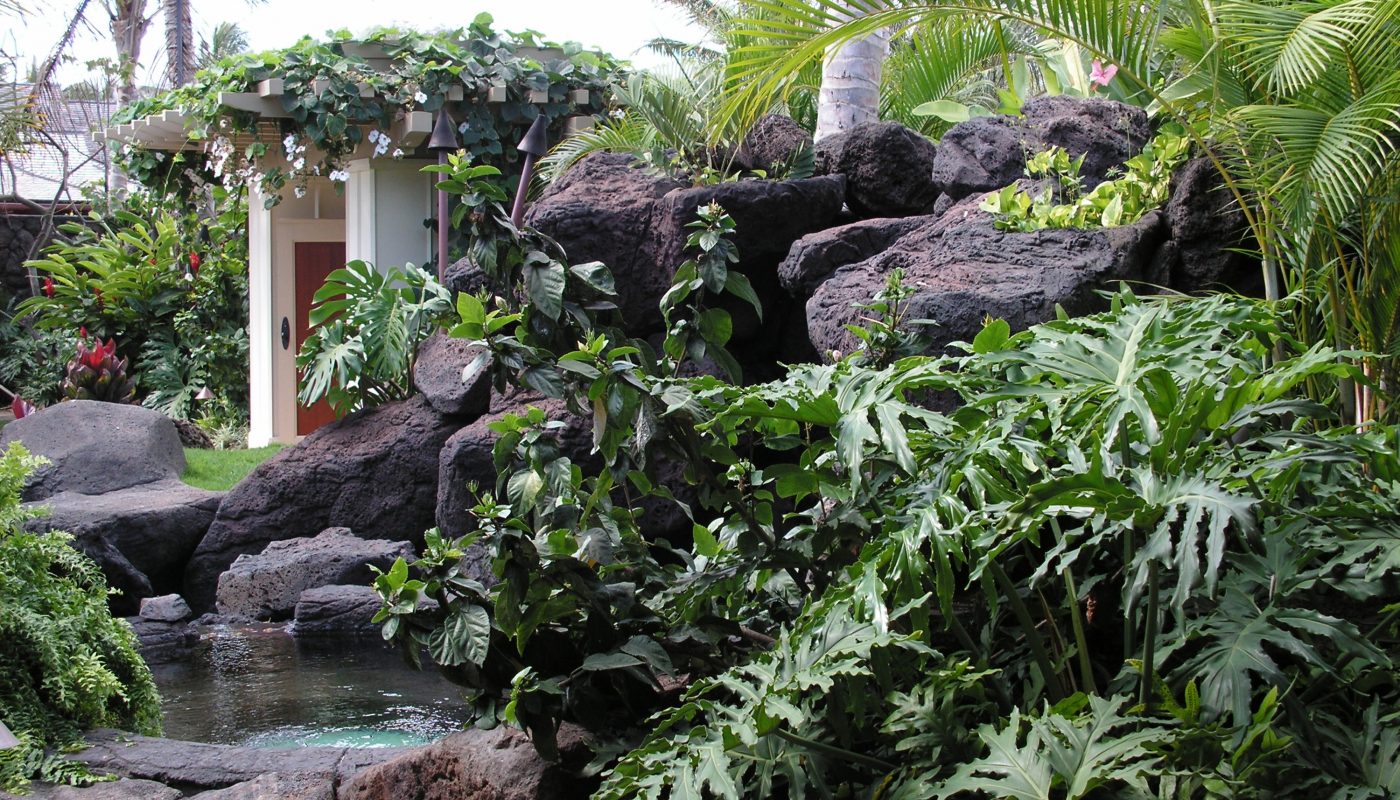Rock gardens and water features in Hawaii