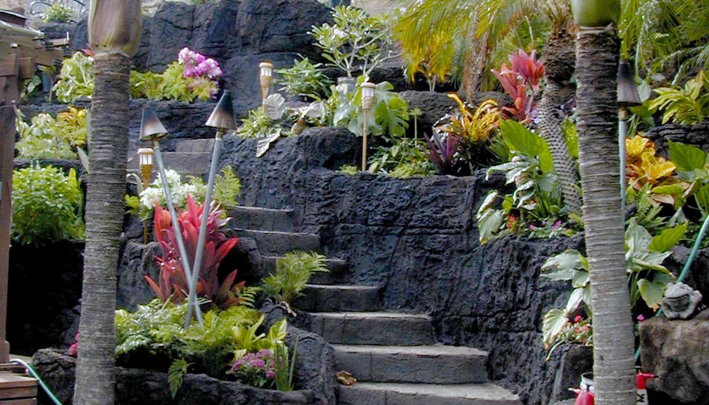 faux stone stairway