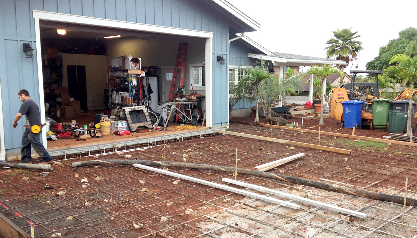 Photo: driveway rebar in place for concrete pour in Aiea (Oahu, Hawaii)