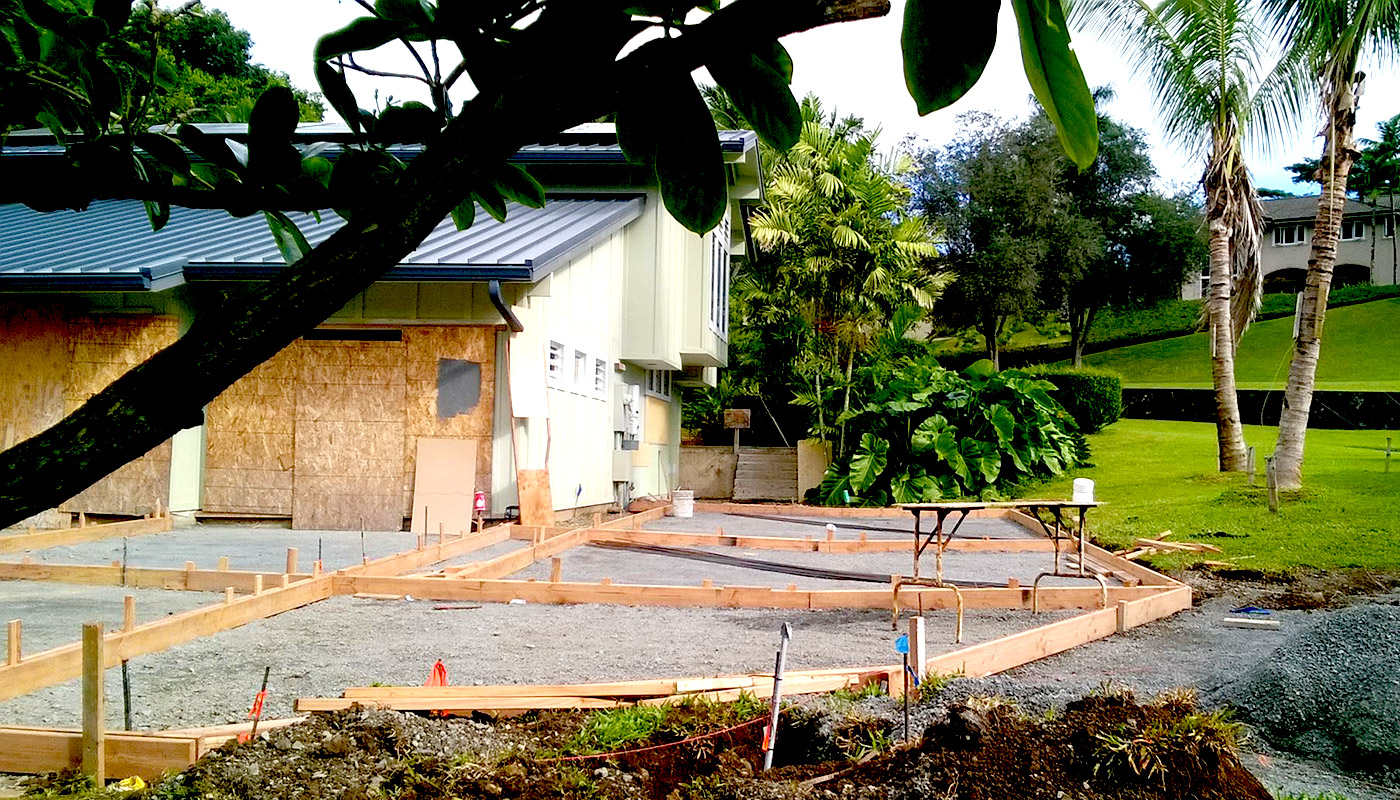 Photo: frame and rebar steel work for custom residential driveway (Oahu, Hawaii)