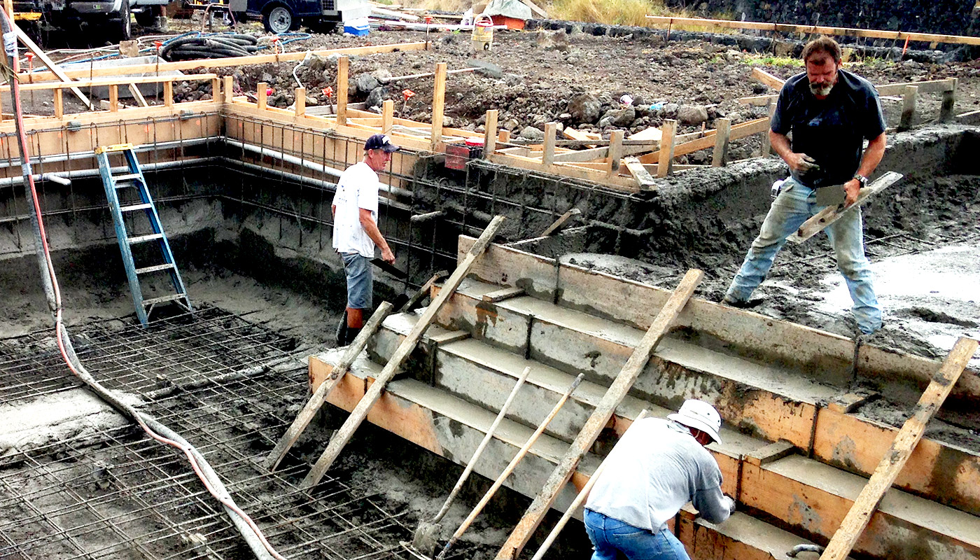 Slideshow: installing a new hillside swimming pool in Kailua-Kona on Hawaii Island.