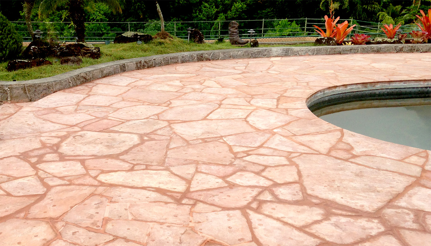 Photo: natural flagstone pool deck