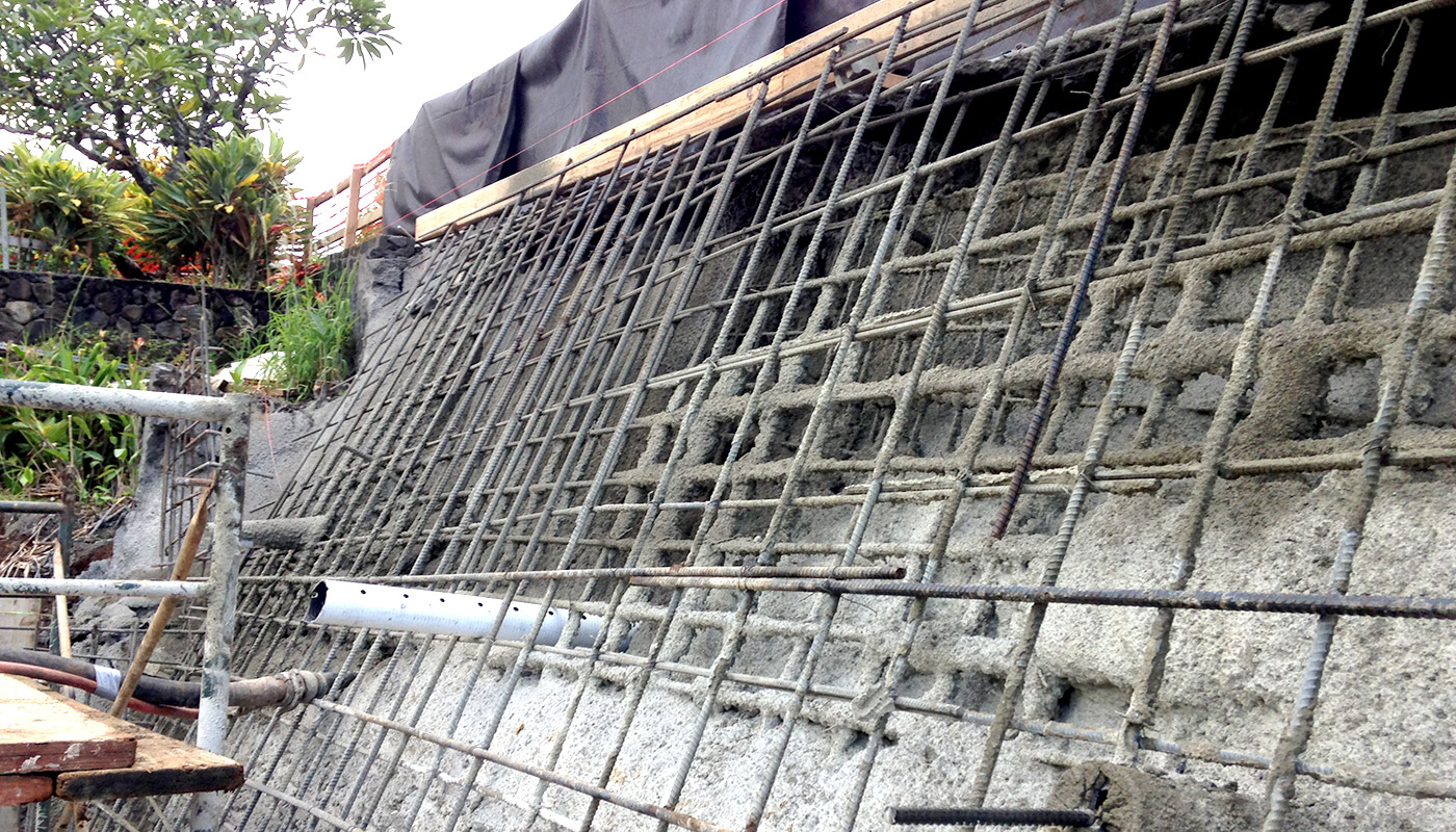 Photo: retaining wall construction in Manoa