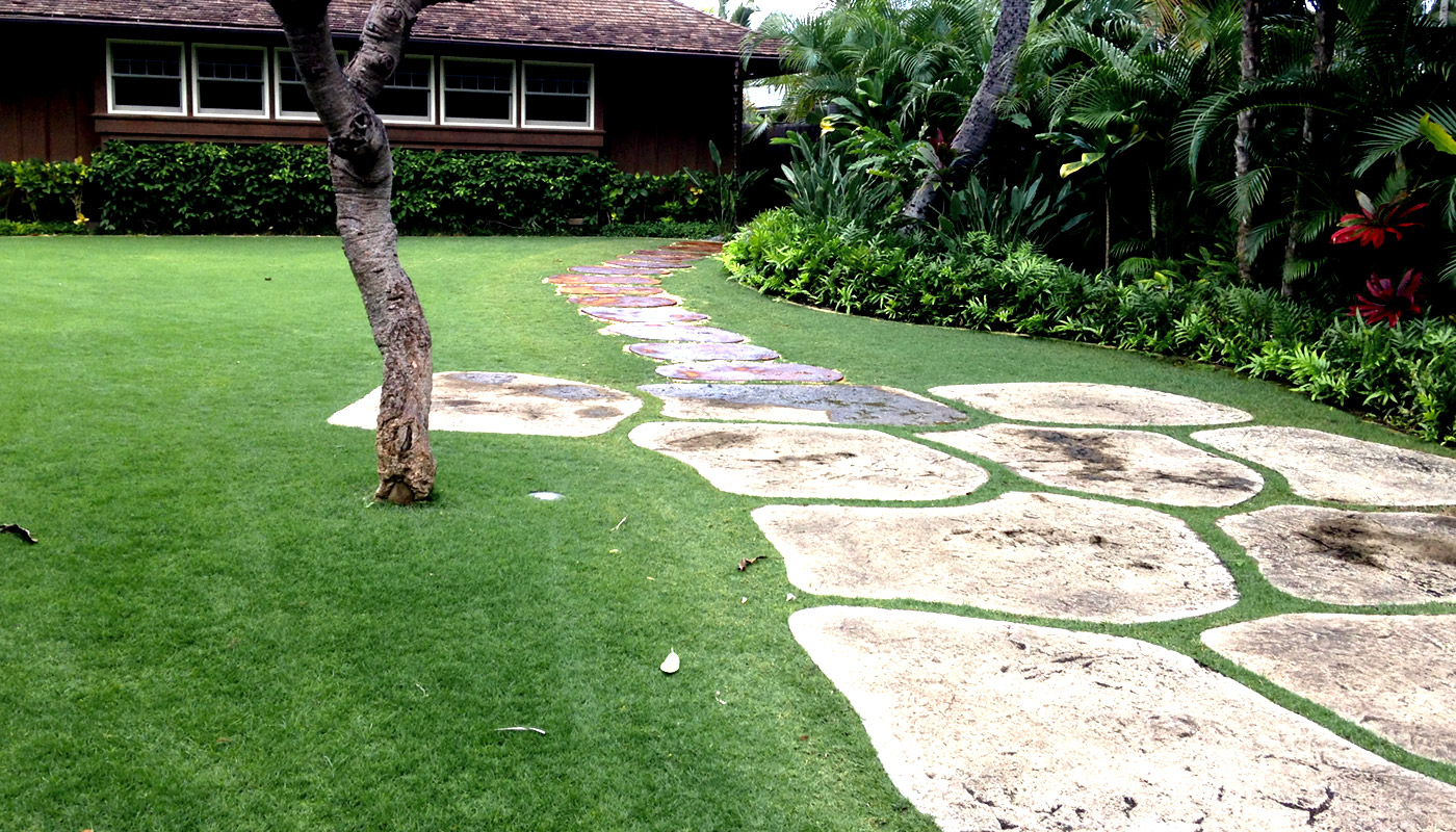 Photo: final result, how to make an island-style pathway look like paving stones