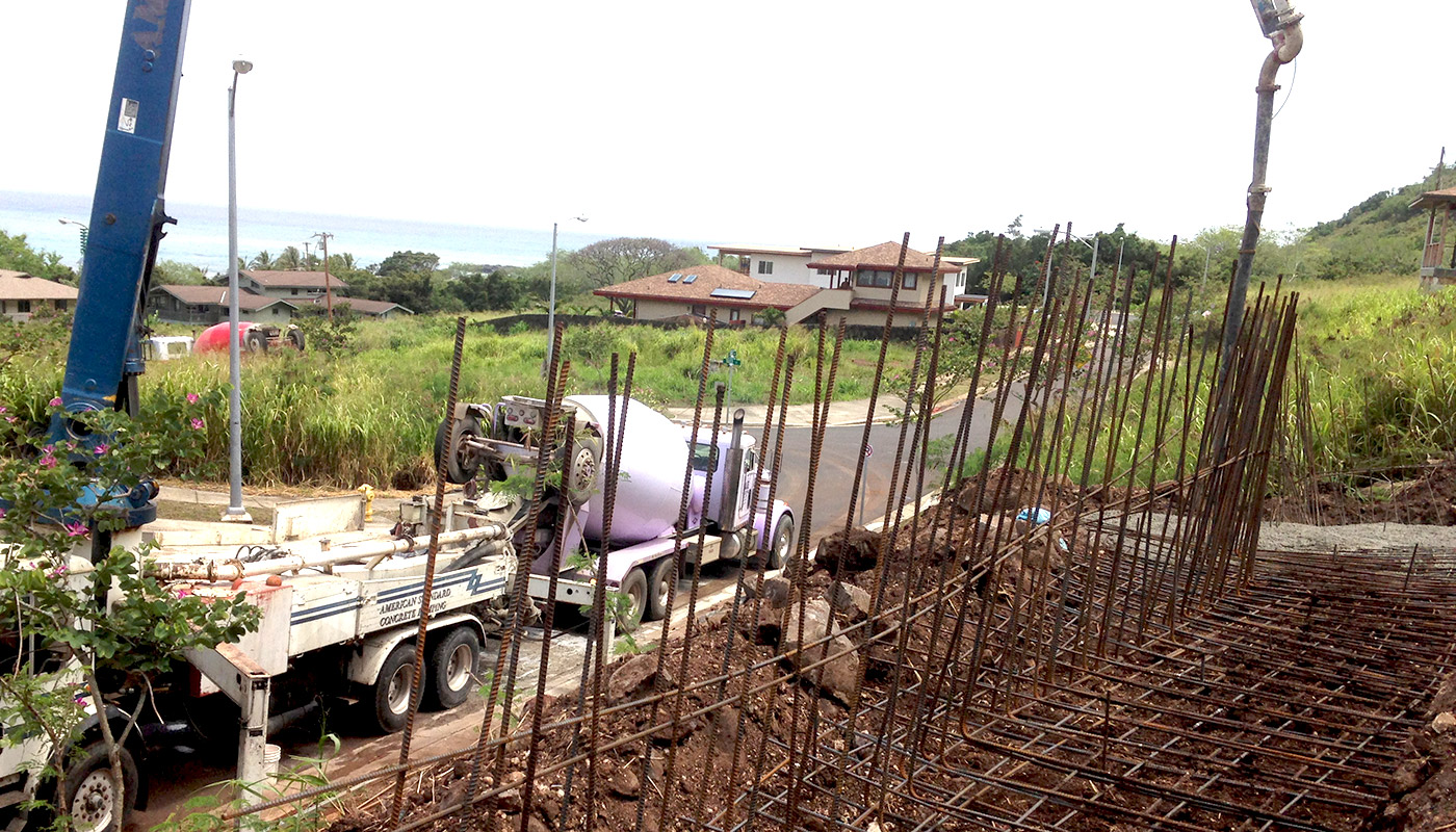 Photo: cement delivery in Haleiwa, job site