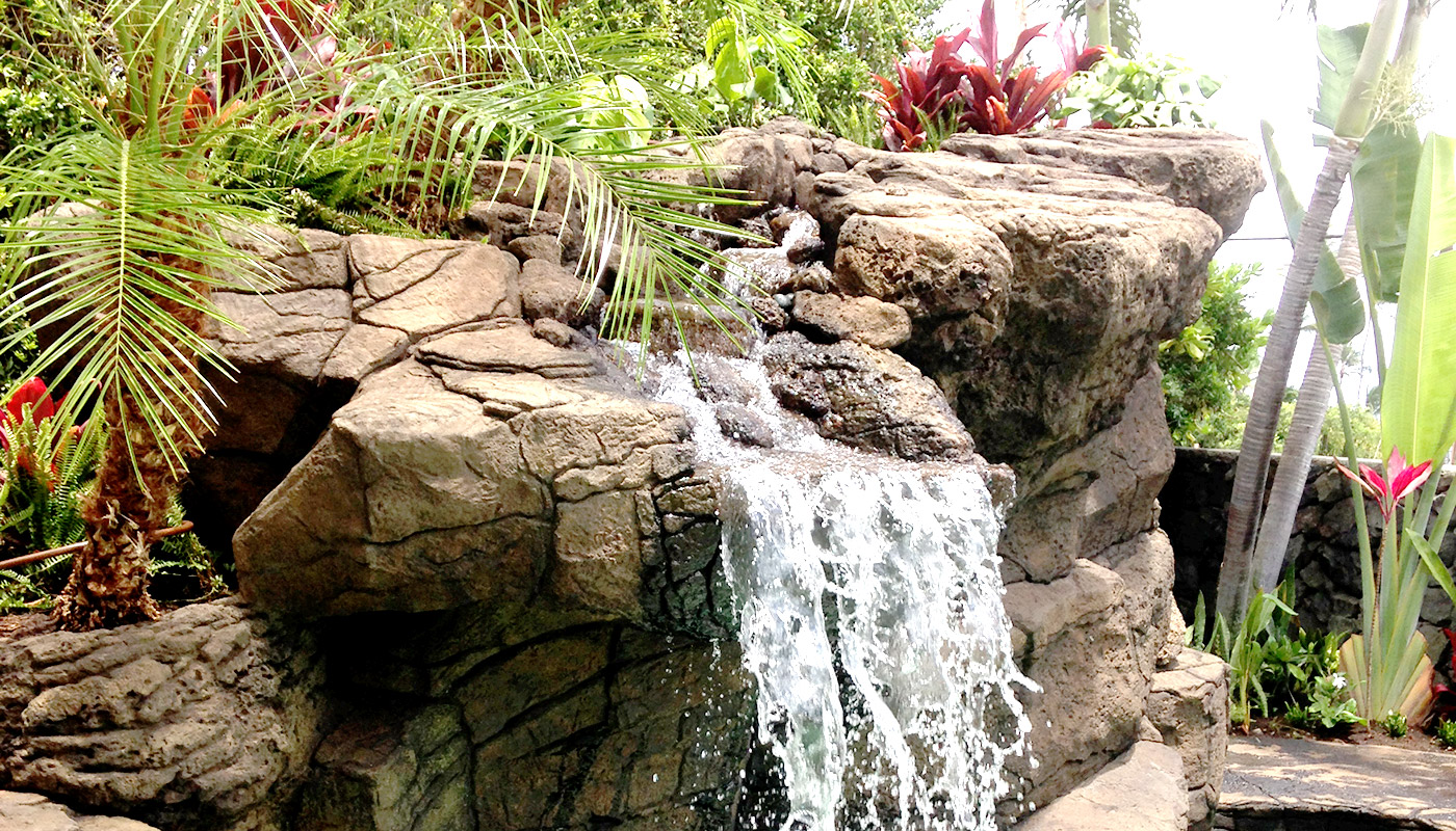 Photo: swimming pool retrofit, add waterfall feature