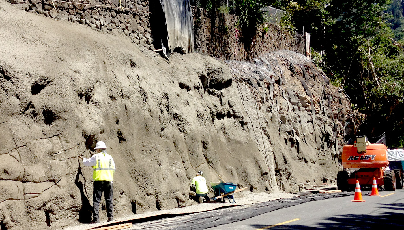 Photo: Oahu roadside retaining wall in Makiki Heights