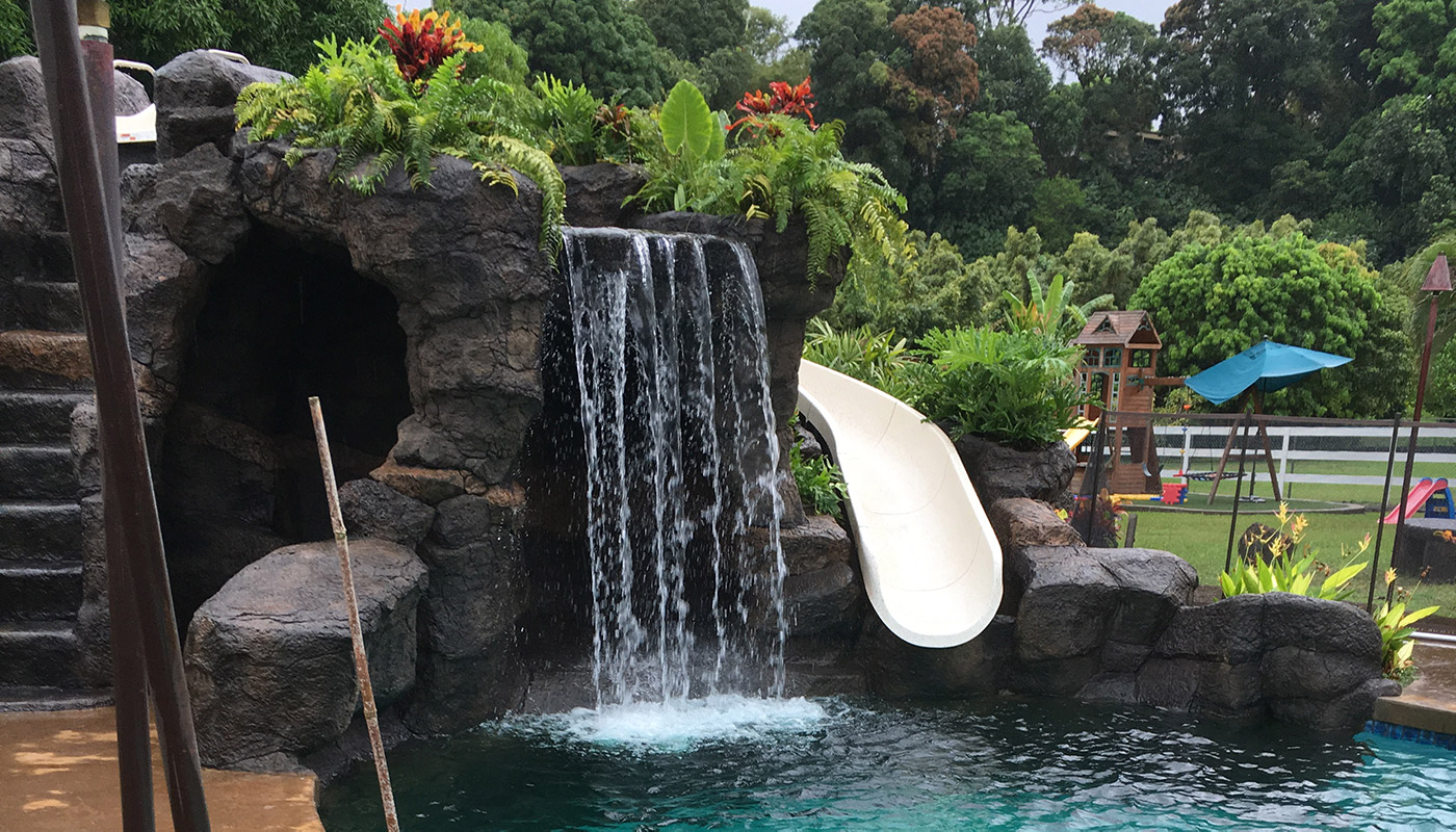 custom residential swimming pool in Ha'iku, Oahu, Hawaii