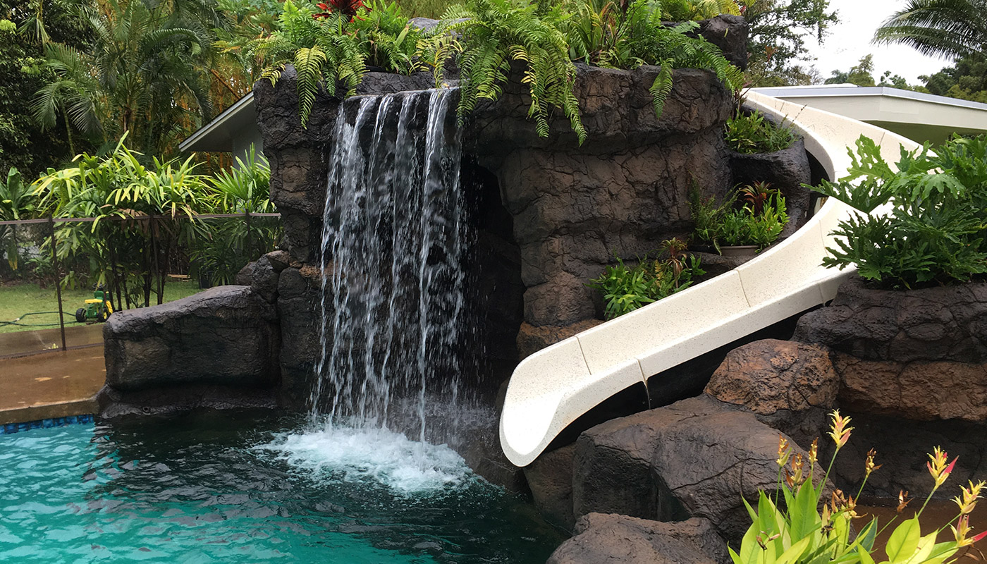 custom residential swimming pool in Ha'iku, Oahu, Hawaii