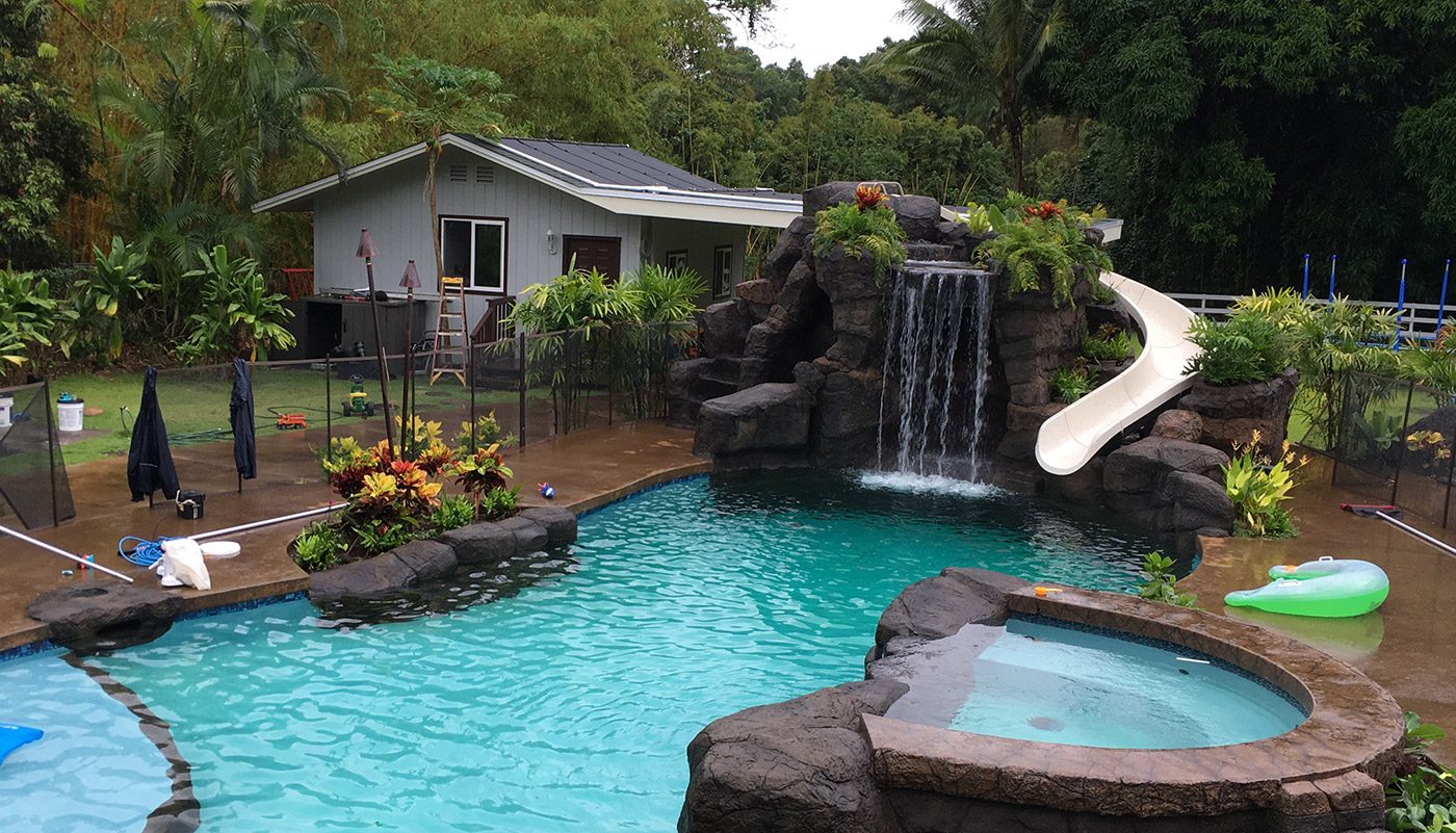 custom residential swimming pool in Ha'iku, Oahu, Hawaii